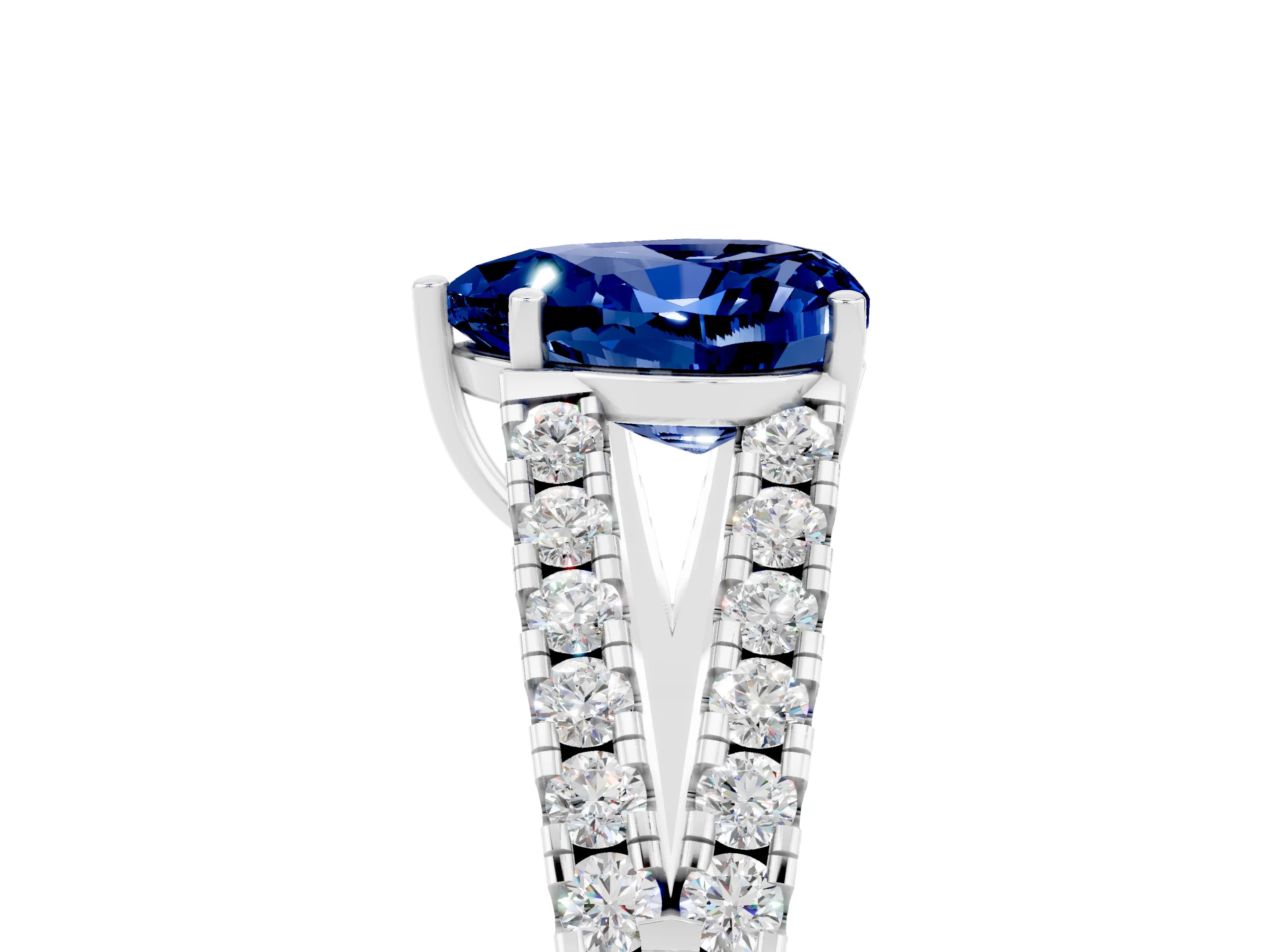 White gold Heart Cut Cut Split Shank Pave Diamond Engagement Ring with Four-Prong Setting_5