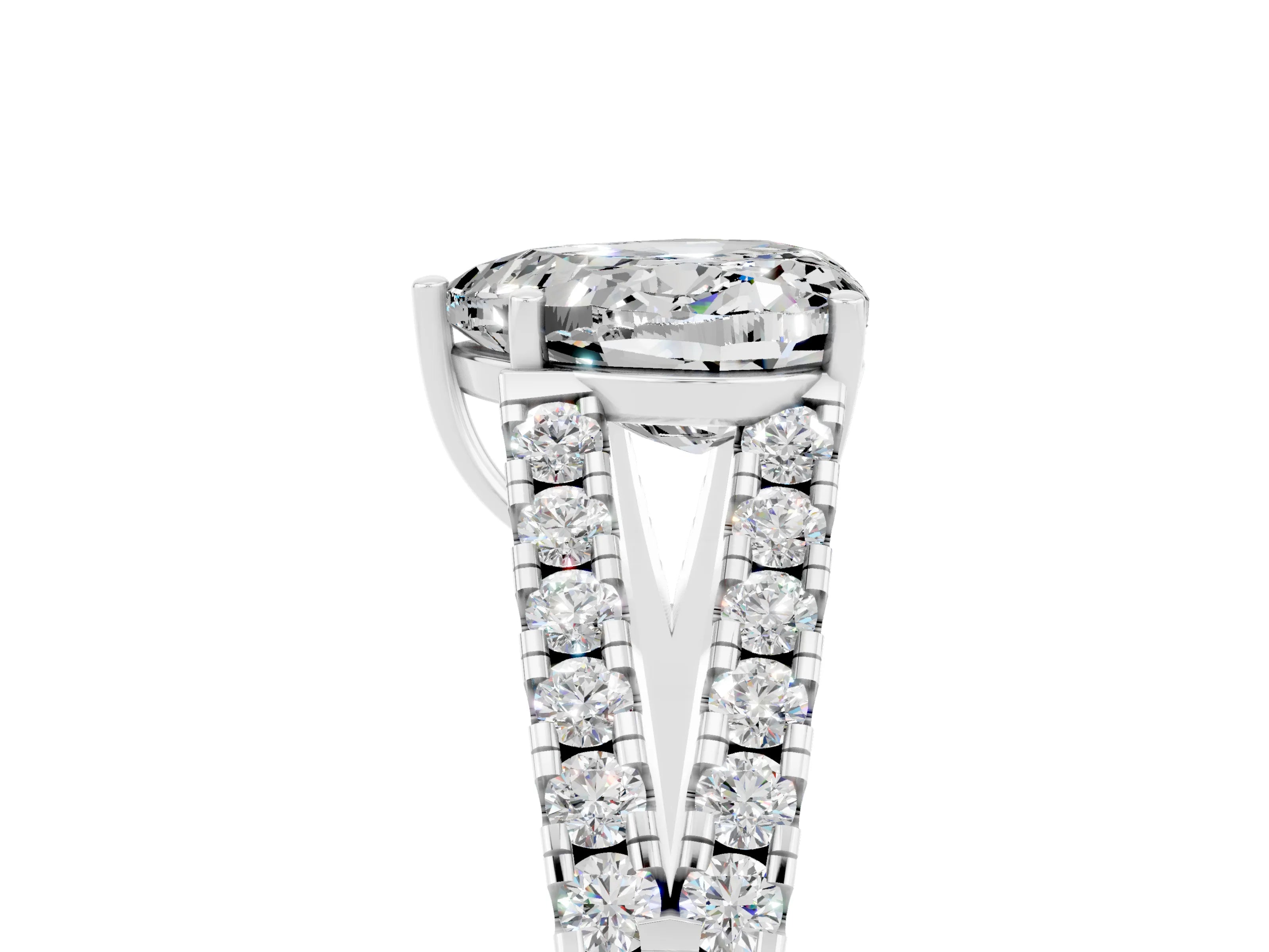 White gold Heart Cut Cut Split Shank Pave Diamond Engagement Ring with Four-Prong Setting_5