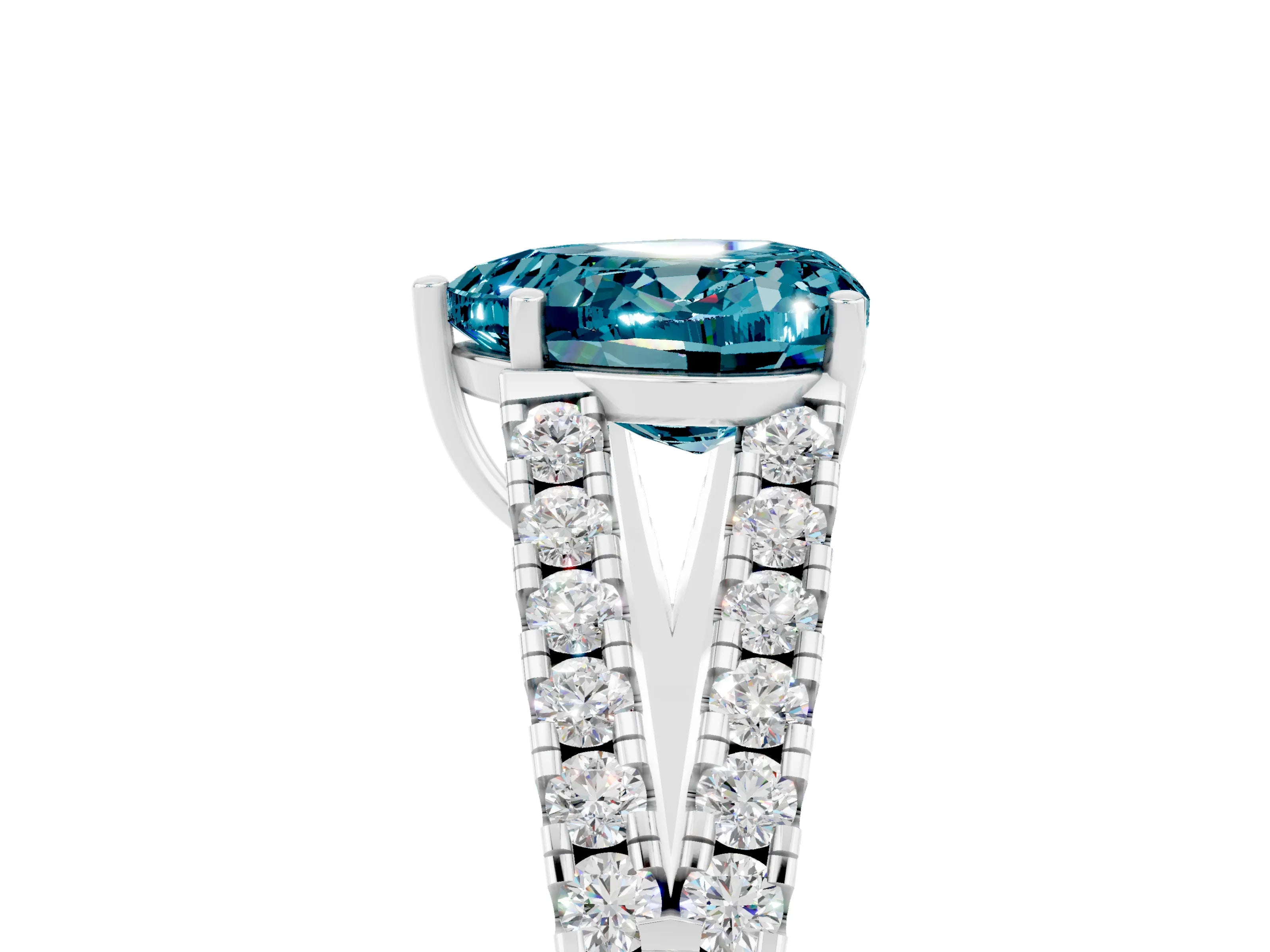 White gold Heart Cut Cut Split Shank Pave Diamond Engagement Ring with Four-Prong Setting_5