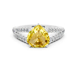 White gold Heart Cut Cut Split Shank Pave Diamond Engagement Ring with Four-Prong Setting