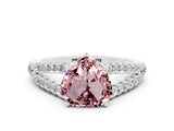 White gold Heart Cut Cut Split Shank Pave Diamond Engagement Ring with Four-Prong Setting