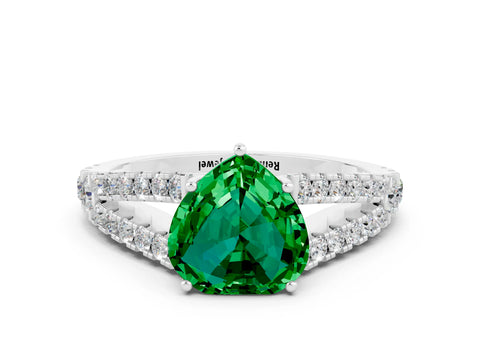 White gold Heart Cut Cut Split Shank Pave Diamond Engagement Ring with Four-Prong Setting