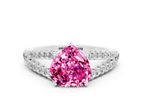 White gold Heart Cut Cut Split Shank Pave Diamond Engagement Ring with Four-Prong Setting