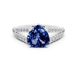 White gold Heart Cut Cut Split Shank Pave Diamond Engagement Ring with Four-Prong Setting