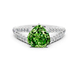 White gold Heart Cut Cut Split Shank Pave Diamond Engagement Ring with Four-Prong Setting