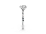 White gold Heart Cut Diamond Brilliant Solitaire Ring with Pavé Band and Four-Prong Setting_282