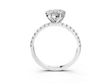 White gold Heart Cut Diamond Brilliant Solitaire Ring with Pavé Band and Four-Prong Setting_283
