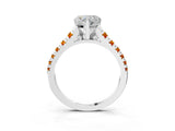 White gold Heart Cut Diamond Cathedral Solitaire Ring with Round with Citrine side stone Pavé Band_27