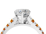 White gold Heart Cut Diamond Cathedral Solitaire Ring with Round with Citrine side stone Pavé Band_28