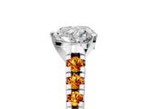 White gold Heart Cut Diamond Cathedral Solitaire Ring with Round with Citrine side stone Pavé Band_29