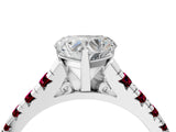 White gold Heart Cut Diamond Cathedral Solitaire Ring with Round with Garnet side stone Pavé Band_16