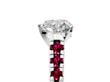 White gold Heart Cut Diamond Cathedral Solitaire Ring with Round with Garnet side stone Pavé Band_17