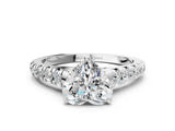 White gold Heart Cut Diamond Cathedral Solitaire Ring with Round with Moissanite side stone Pavé Band_12