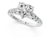 White gold Heart Cut Diamond Cathedral Solitaire Ring with Round with Moissanite side stone Pavé Band_13