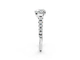 White gold Heart Cut Diamond Cathedral Solitaire Ring with Round with Moissanite side stone Pavé Band_14