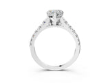 White gold Heart Cut Diamond Cathedral Solitaire Ring with Round with Moissanite side stone Pavé Band_15