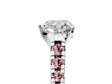 White gold Heart Cut Diamond Cathedral Solitaire Ring with Round with Morganite side stone Pavé Band_17