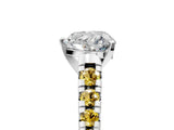 White gold Heart Cut Diamond Cathedral Solitaire Ring with Round with Yellow Sapphire side stone Pavé Band_41