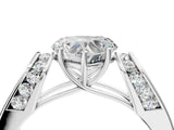 White gold Heart Cut Diamond Channel Set Solitaire Ring with Four-Prong Setting_76
