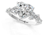 White gold Heart Cut Diamond Cluster Pavé Band with Four-Prong Setting_10