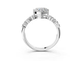 White gold Heart Cut Diamond Cluster Pavé Band with Four-Prong Setting_12