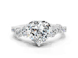 White gold Heart Cut Diamond Cluster Pavé Band with Four-Prong Setting