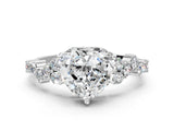 White gold Heart Cut Diamond Cluster Pavé Band with Four-Prong Setting_18