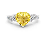 White gold Heart Cut Diamond Cluster Pavé Band with Four-Prong Setting