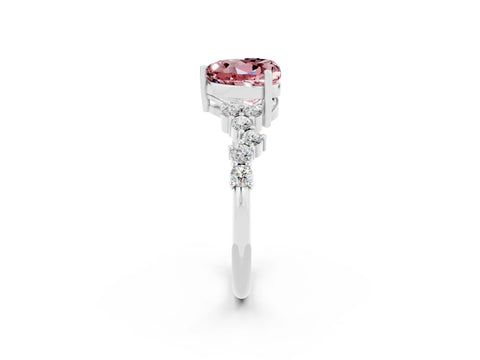 White gold Heart Cut Diamond Cluster Pavé Band with Four-Prong Setting_2