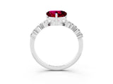 White gold Heart Cut Diamond Cluster Pavé Band with Four-Prong Setting_3
