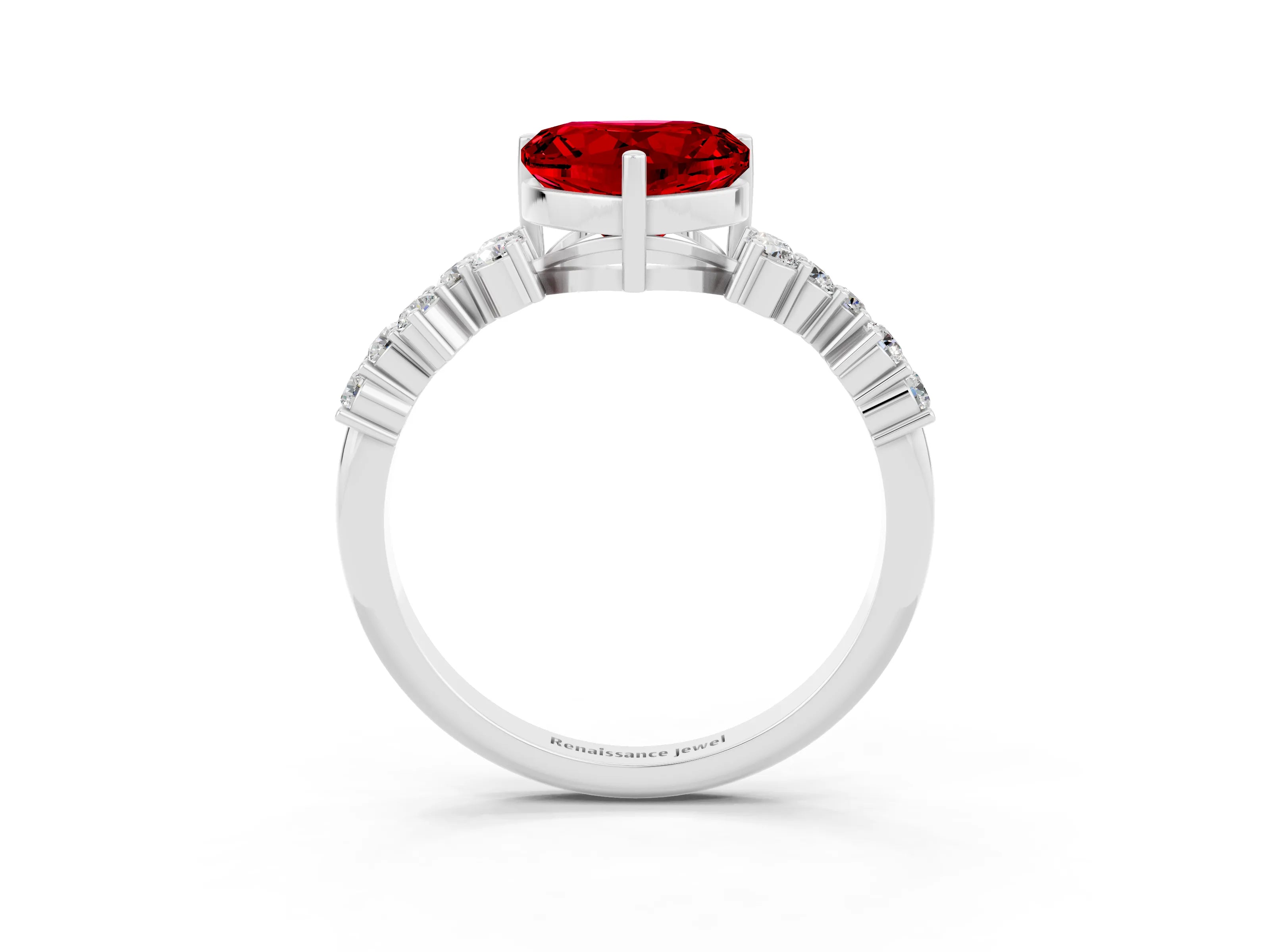 White gold Heart Cut Diamond Cluster Pavé Band with Four-Prong Setting_3