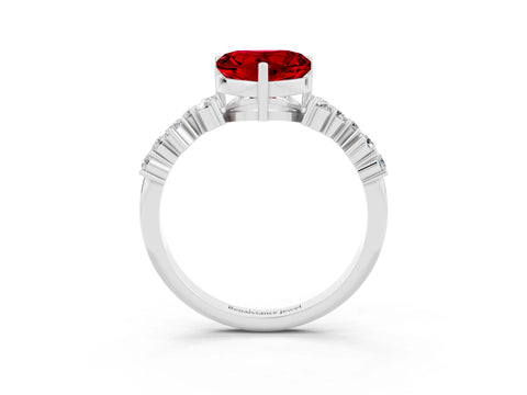 White gold Heart Cut Diamond Cluster Pavé Band with Four-Prong Setting_3