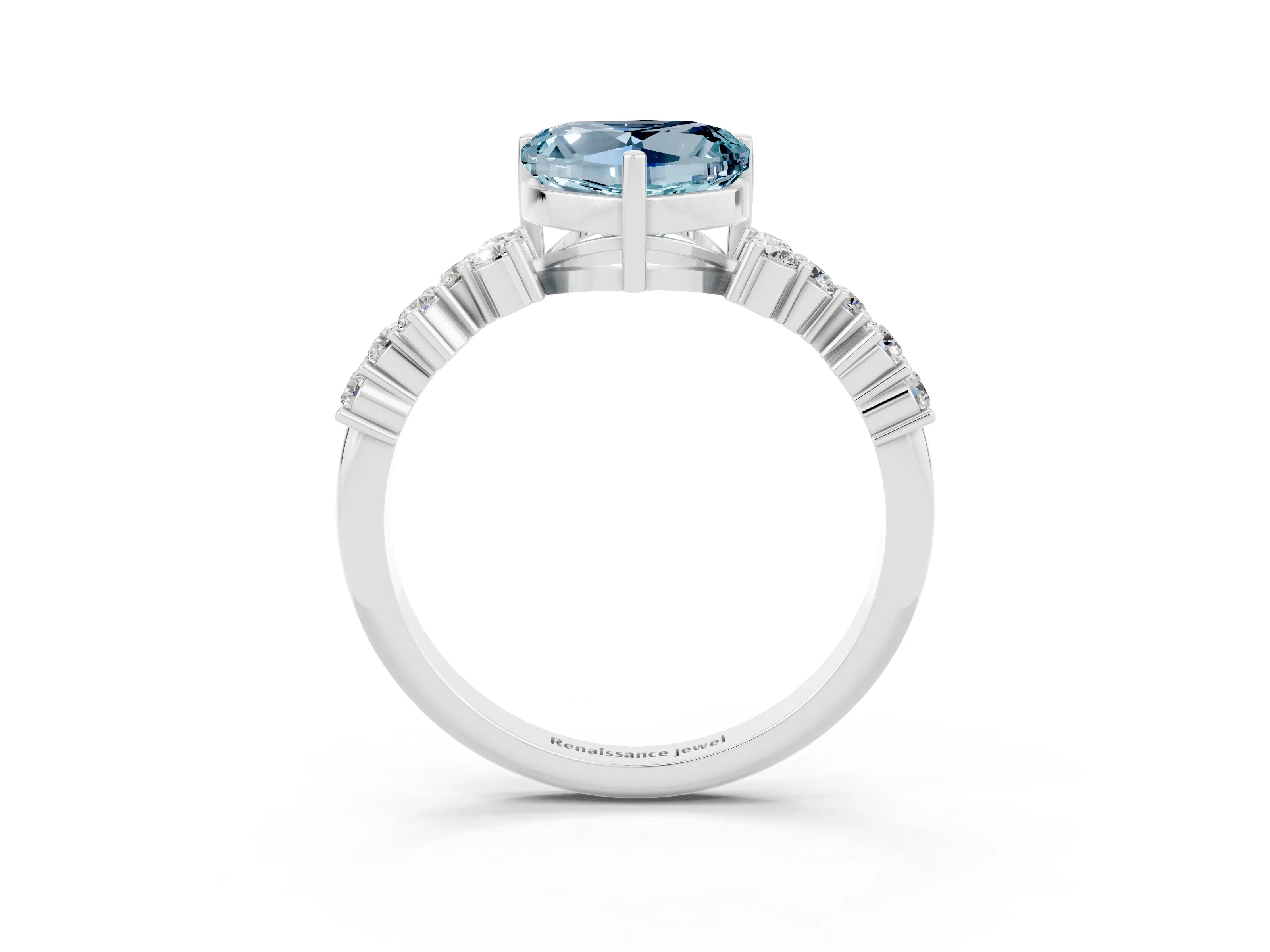 White gold Heart Cut Diamond Cluster Pavé Band with Four-Prong Setting_3