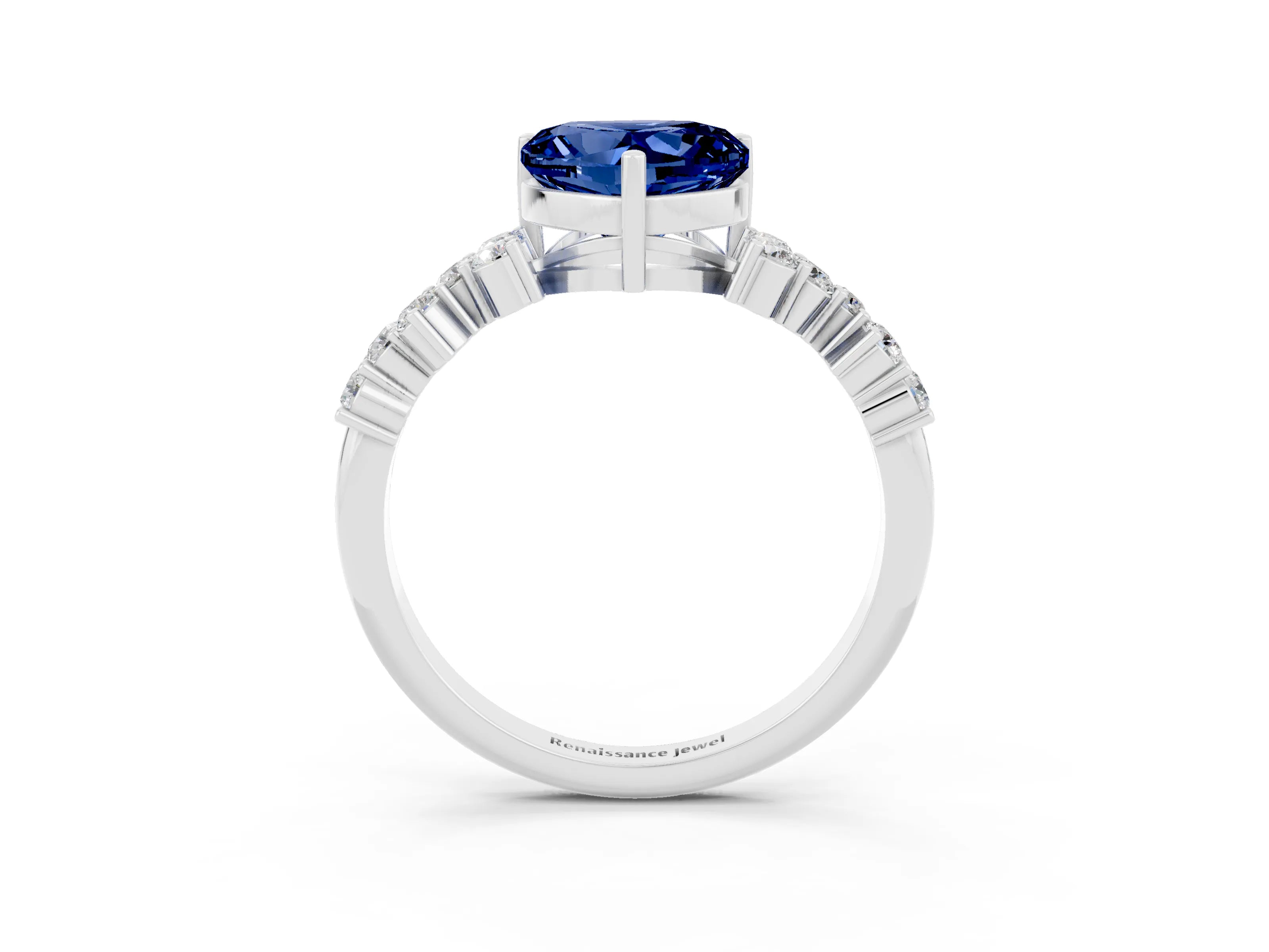 White gold Heart Cut Diamond Cluster Pavé Band with Four-Prong Setting_3