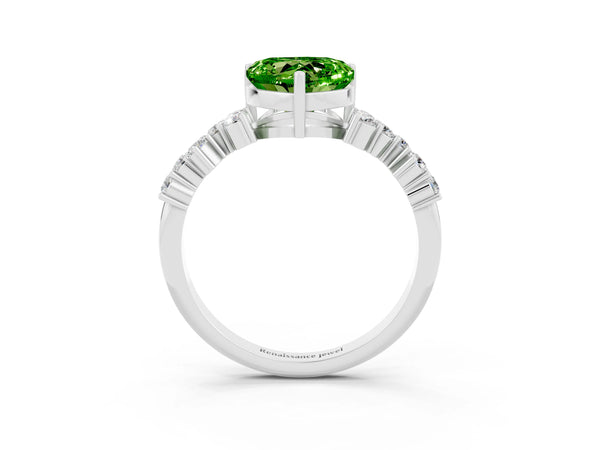 Platinum Heart Cut Diamond Cluster Pavé Band with Four-Prong Setting
