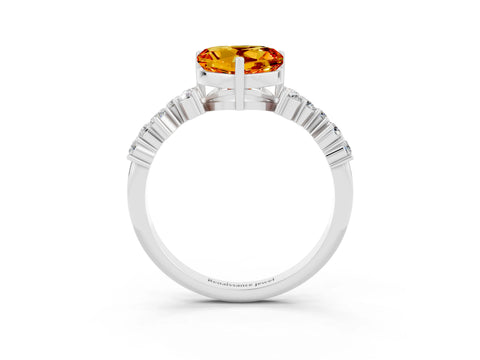 White gold Heart Cut Diamond Cluster Pavé Band with Four-Prong Setting_3