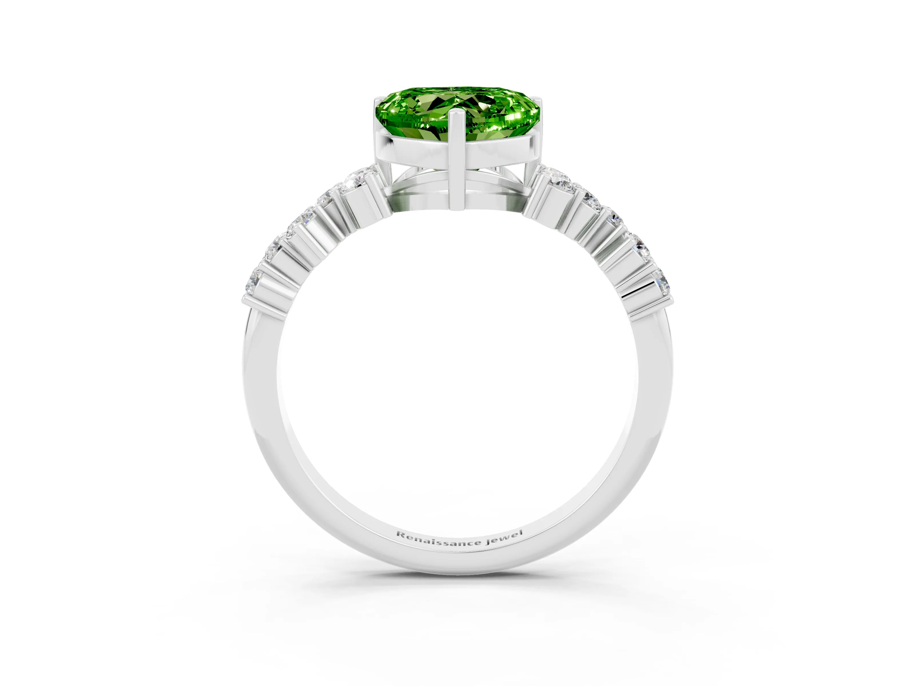 White gold Heart Cut Diamond Cluster Pavé Band with Four-Prong Setting_3