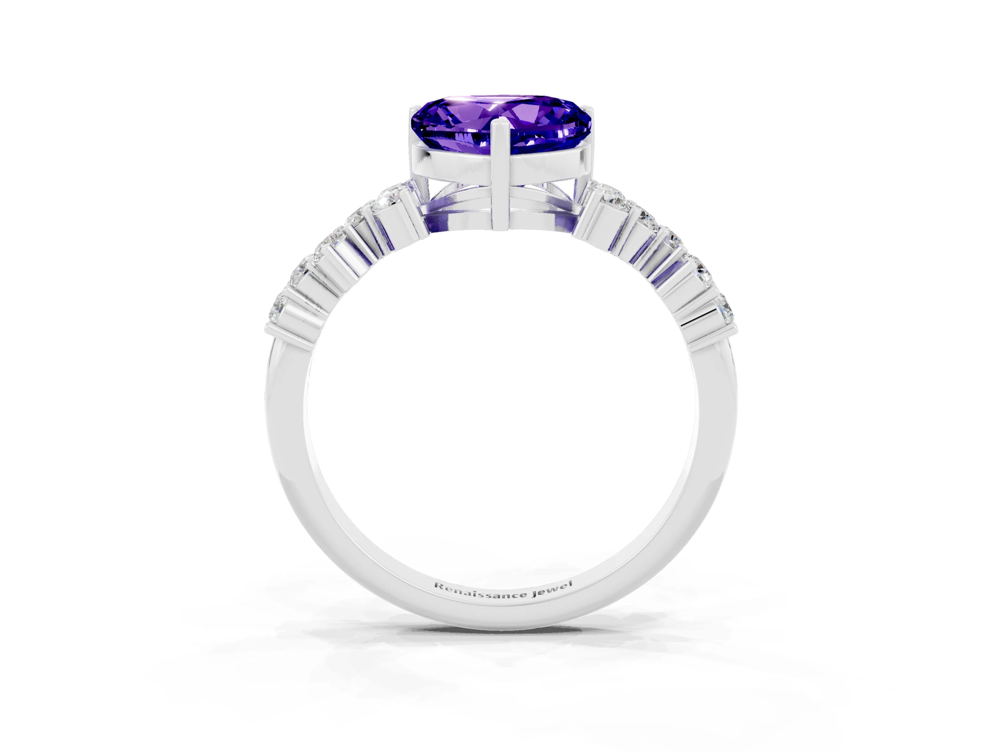 White gold Heart Cut Diamond Cluster Pavé Band with Four-Prong Setting_3
