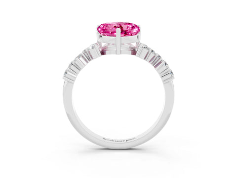 White gold Heart Cut Diamond Cluster Pavé Band with Four-Prong Setting_3