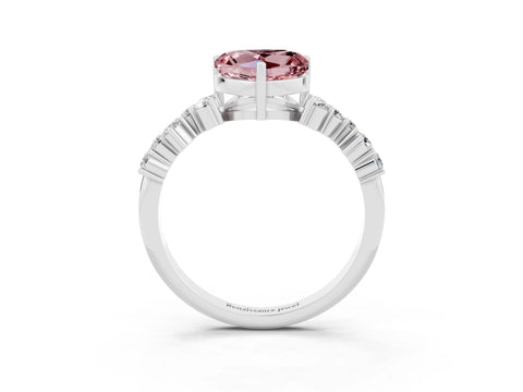 White gold Heart Cut Diamond Cluster Pavé Band with Four-Prong Setting_3