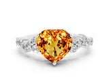White gold Heart Cut Diamond Cluster Pavé Band with Four-Prong Setting