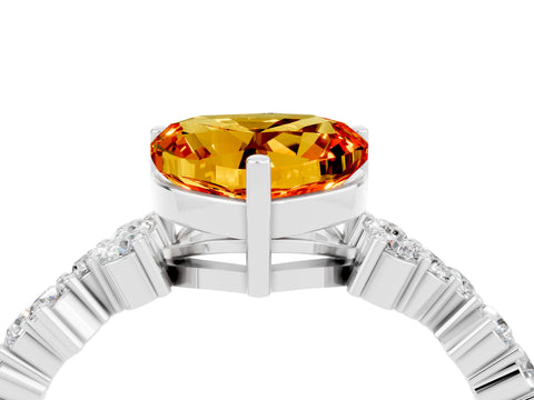 White gold Heart Cut Diamond Cluster Pavé Band with Four-Prong Setting_4