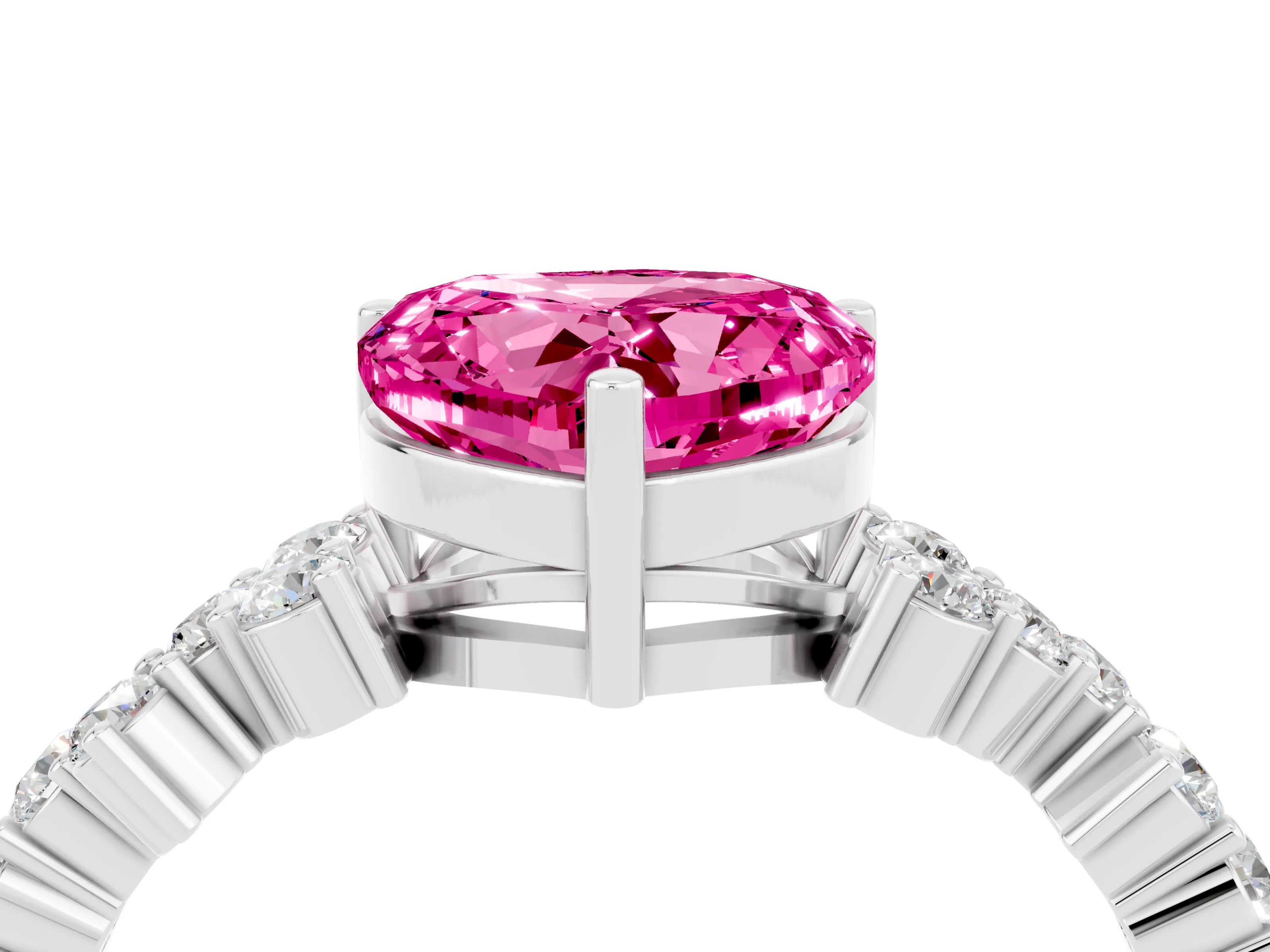White gold Heart Cut Diamond Cluster Pavé Band with Four-Prong Setting_4
