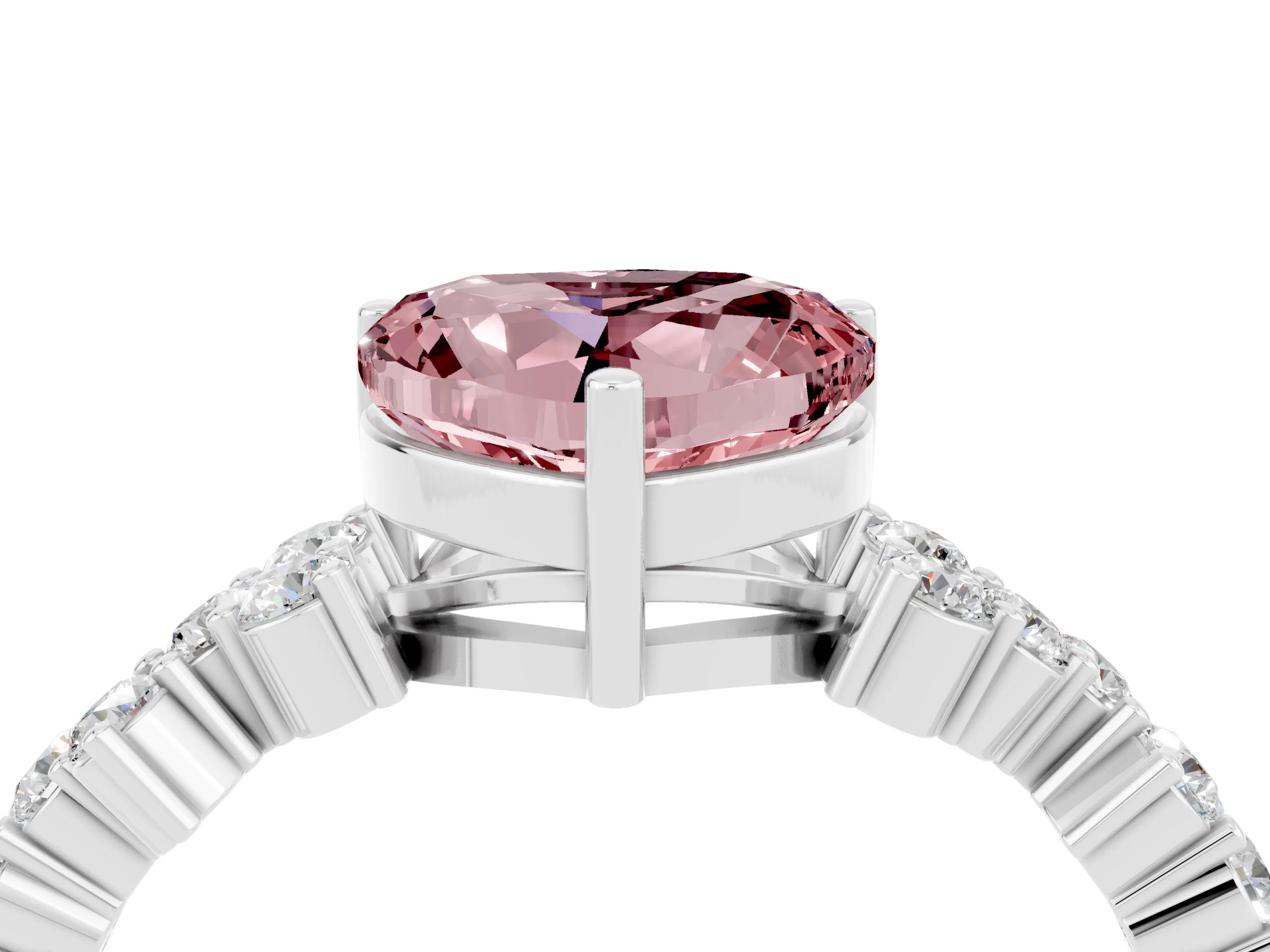 White gold Heart Cut Diamond Cluster Pavé Band with Four-Prong Setting_4