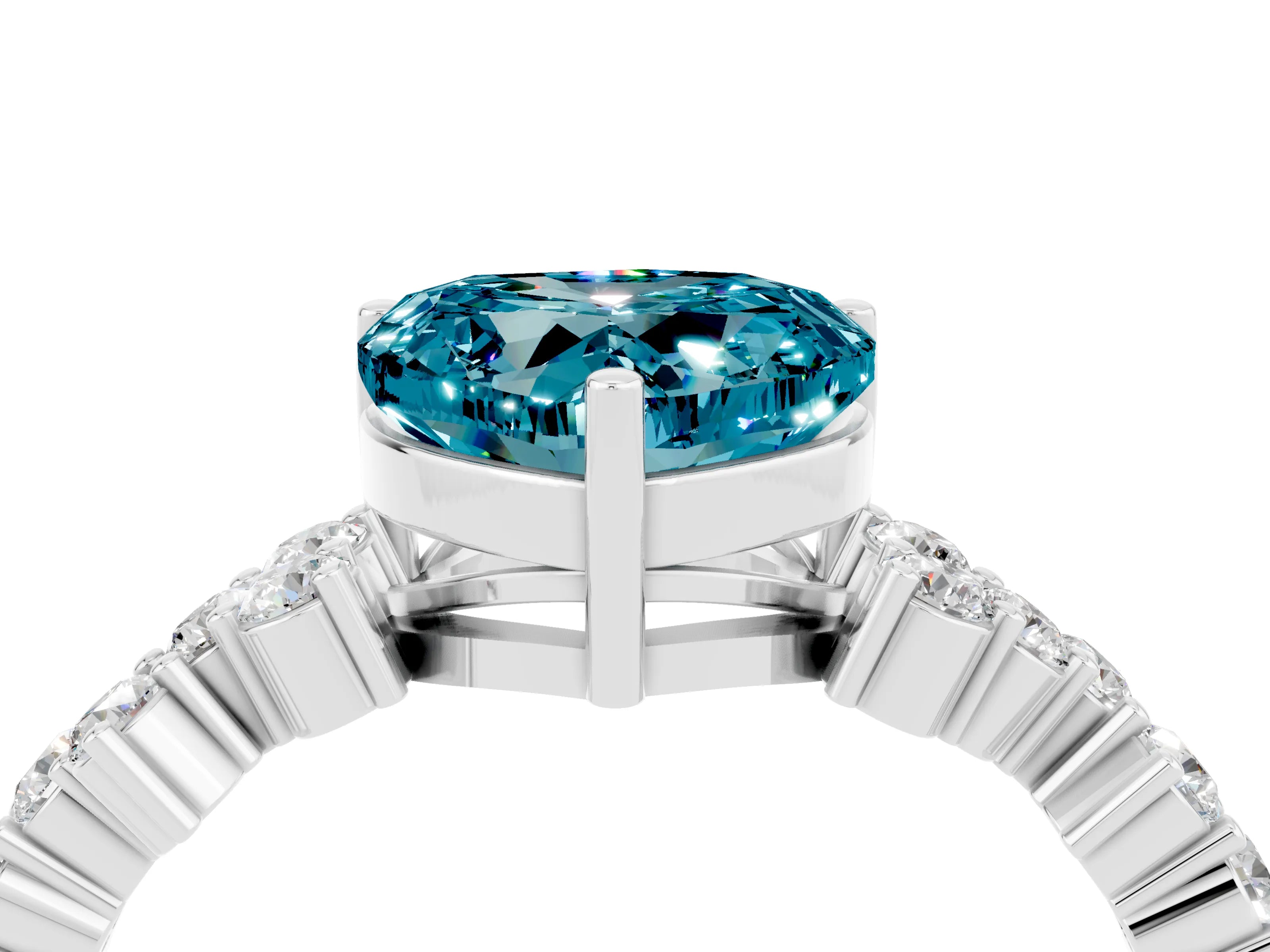 White gold Heart Cut Diamond Cluster Pavé Band with Four-Prong Setting_4