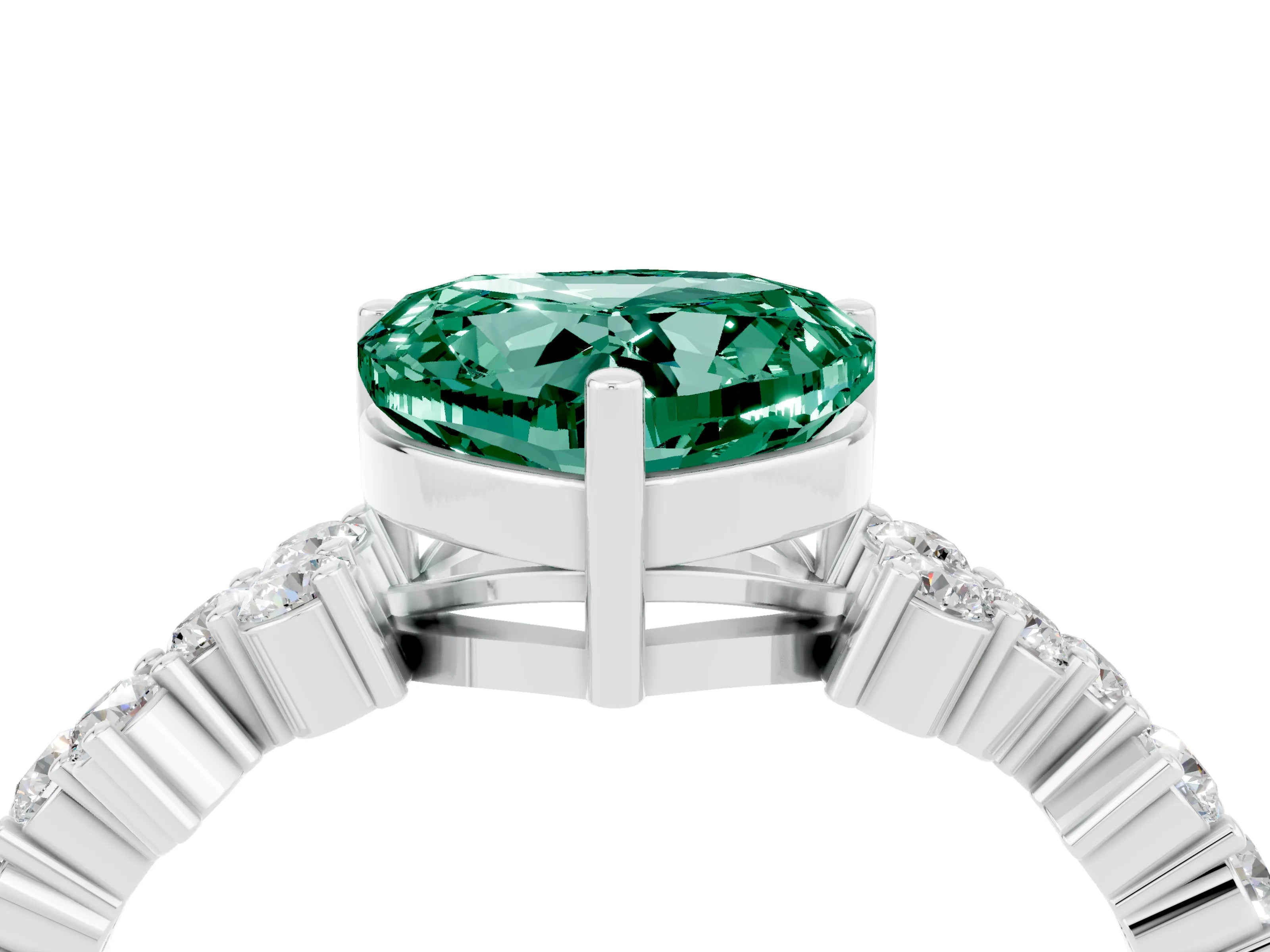 White gold Heart Cut Diamond Cluster Pavé Band with Four-Prong Setting_4