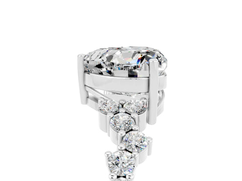 White gold Heart Cut Diamond Cluster Pavé Band with Four-Prong Setting_5