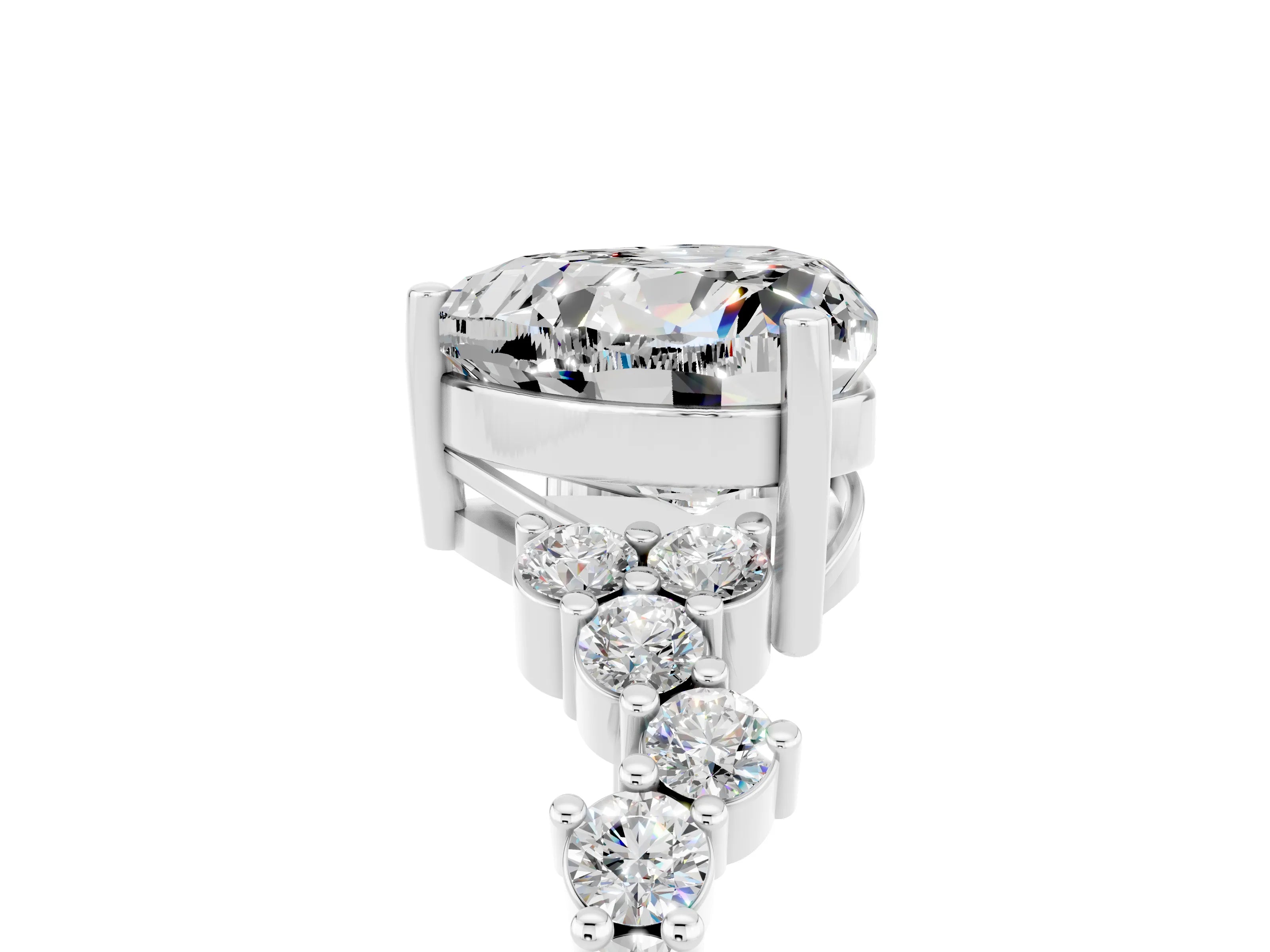 White gold Heart Cut Diamond Cluster Pavé Band with Four-Prong Setting_5