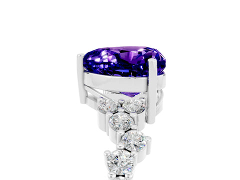 White gold Heart Cut Diamond Cluster Pavé Band with Four-Prong Setting_5