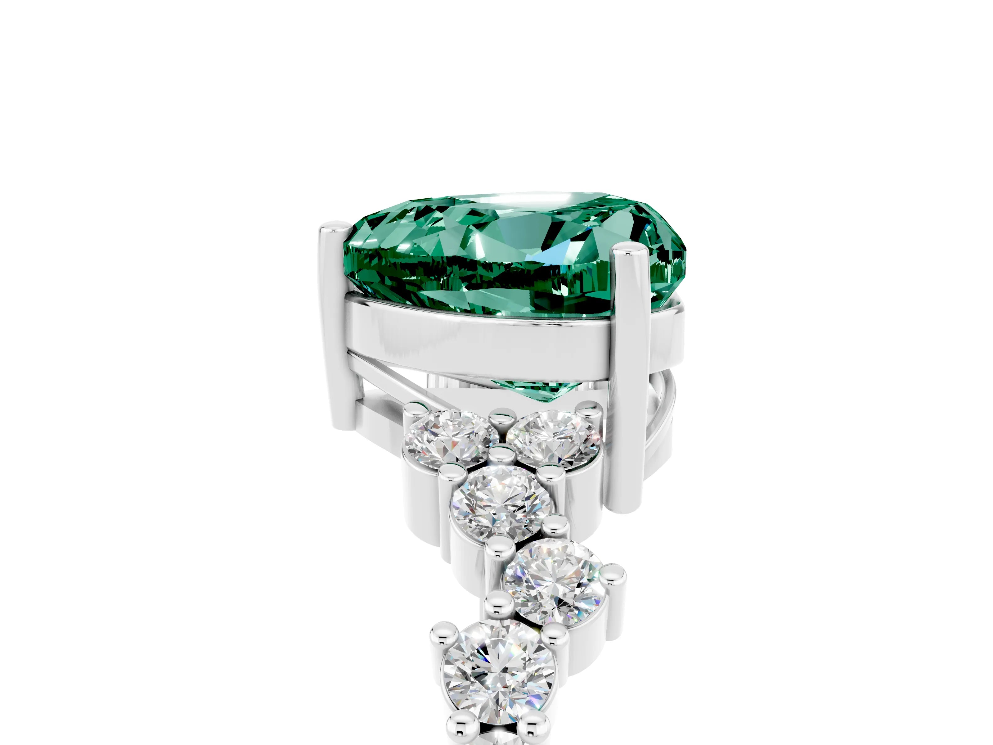 White gold Heart Cut Diamond Cluster Pavé Band with Four-Prong Setting_5